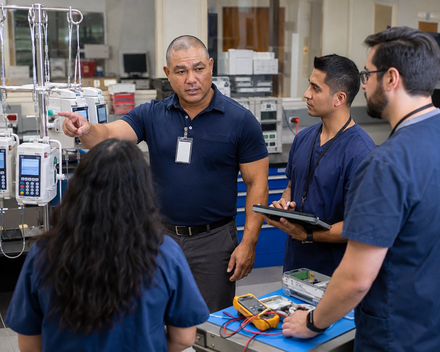 BiomedRx technician performing services to protect patient safety